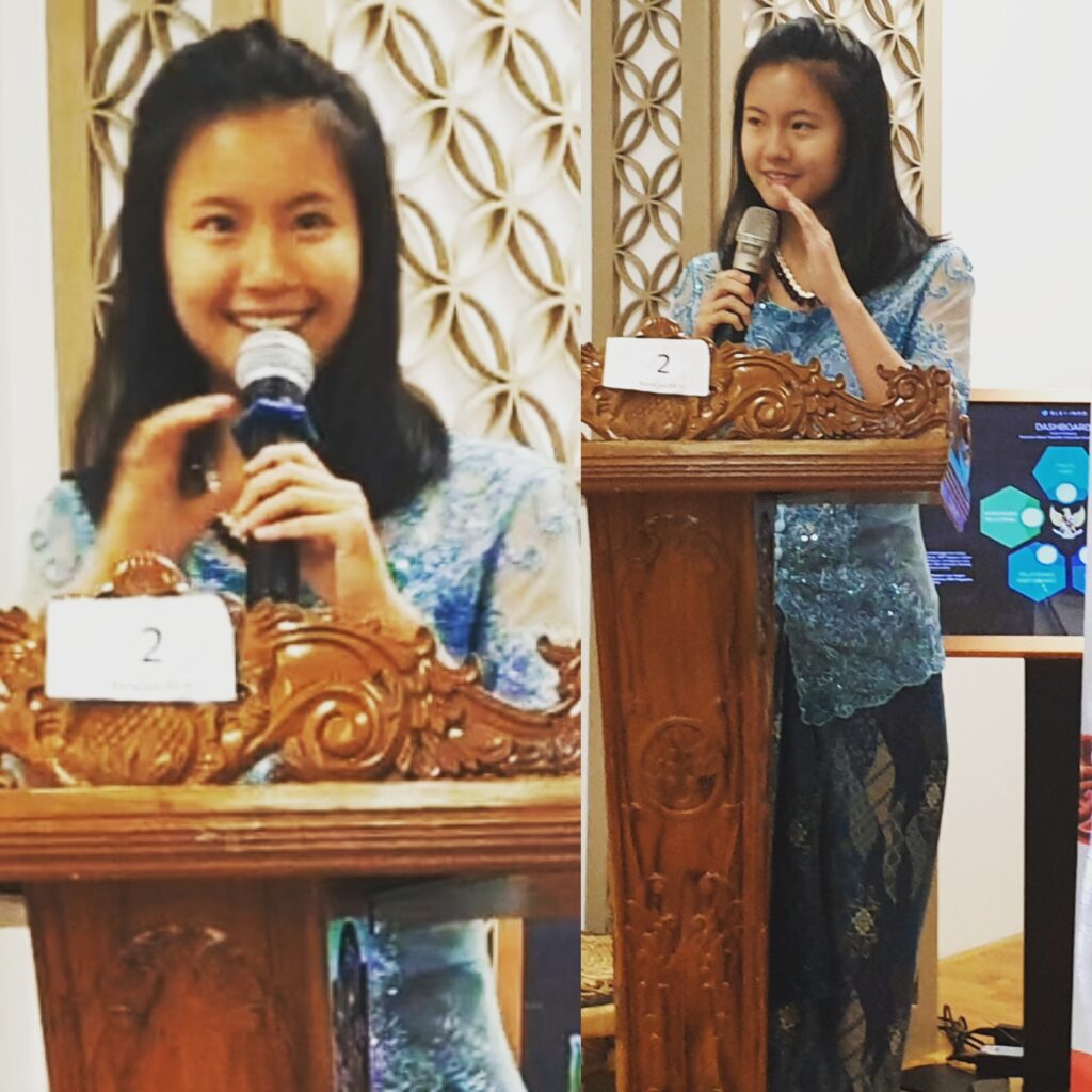 Indotutors student Kiona Loo Shi Yi at the Indonesian language competition in Singapore