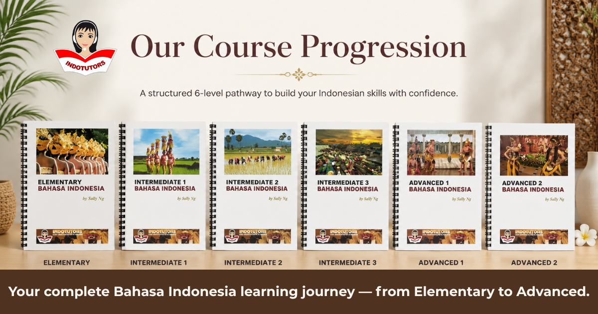 Indonesian language course books from Elementary to Advanced at Indotutors